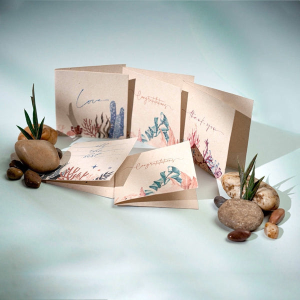 Samudra Handmade Foldable Hemp Paper Gift Cards Set | Verified Sustainable Greeting & Note Cards on Brown Living™