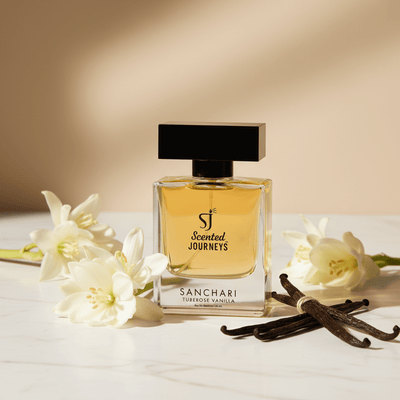 Sanchari Tuberose Vanilla Perfume 50ml | Floral Oriental Fragrance – Perfume on Brown Living™. SKU: SJEDPSAN50. Img 1.