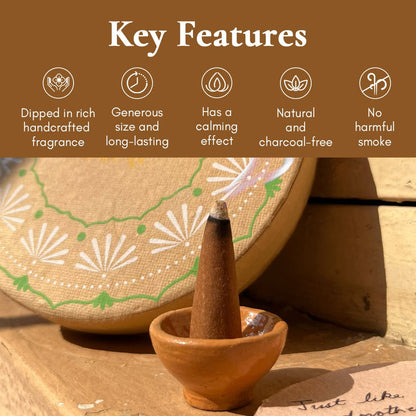 Sandali Dhoop - Pure Sandalwood Incense Cones – Candles & Fragrances by Boond Fragrances available on Brown Living™. . SKU: BFD04. Img 5.