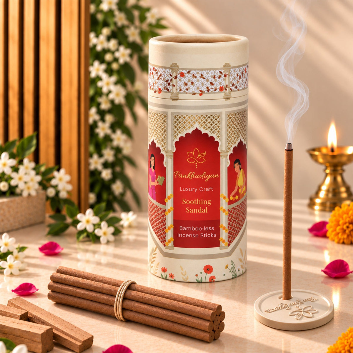 Sandalwood Bambooless Incense Sticks | 40 Sticks & Holder – Home & Garden on Brown Living™. SKU: PABL2522. Img 1.