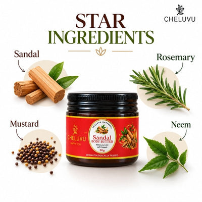 Sandalwood Body Butter for Deep Skin Moisturisation - 50g – Body Butter on Brown Living™. SKU: CS-03. Img 4.