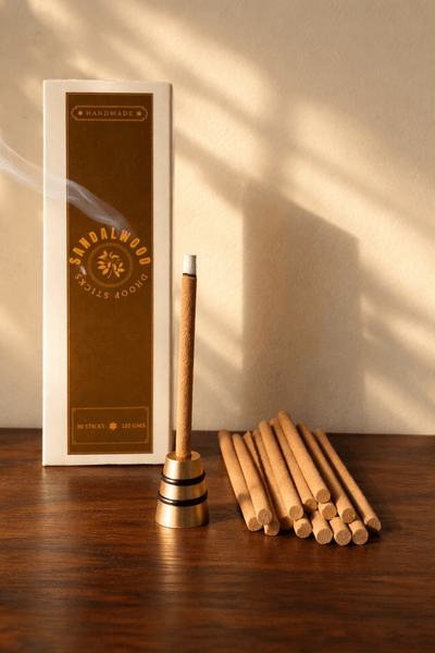 Sandalwood Dhoop Sticks | Warm & Sacred Incense – Pooja Needs on Brown Living™. SKU: EMDS03_1. Img 1.
