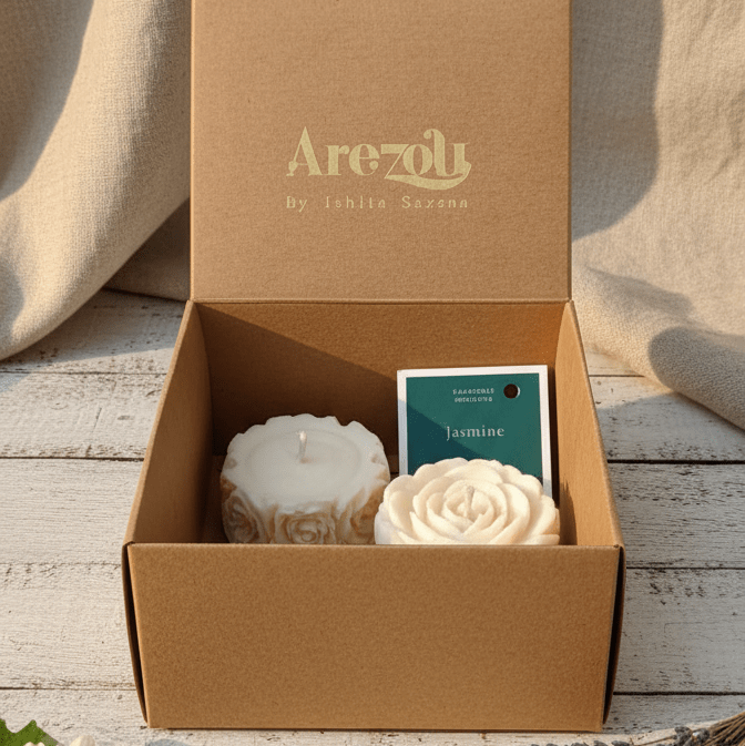 Sandalwood Soy Wax Mini Rose Candle Set | Essential Oil Candles – Candles & Fragrances on Brown Living™. SKU: ISC11. Img 2.