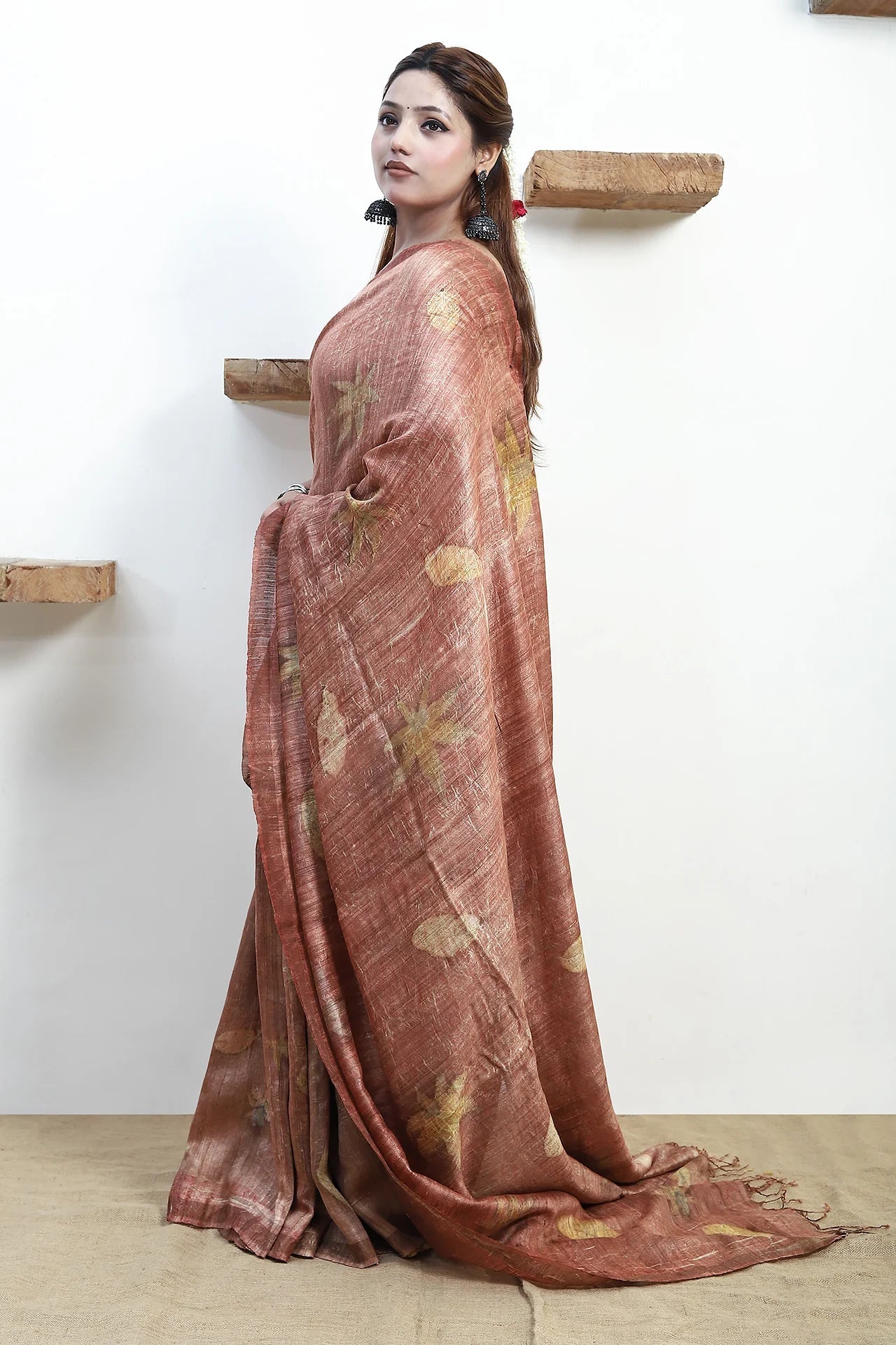 Sandstone Drape Matka Silk Saree for Women – Womens Saree on Brown Living™. SKU: MTS3. Img 4.