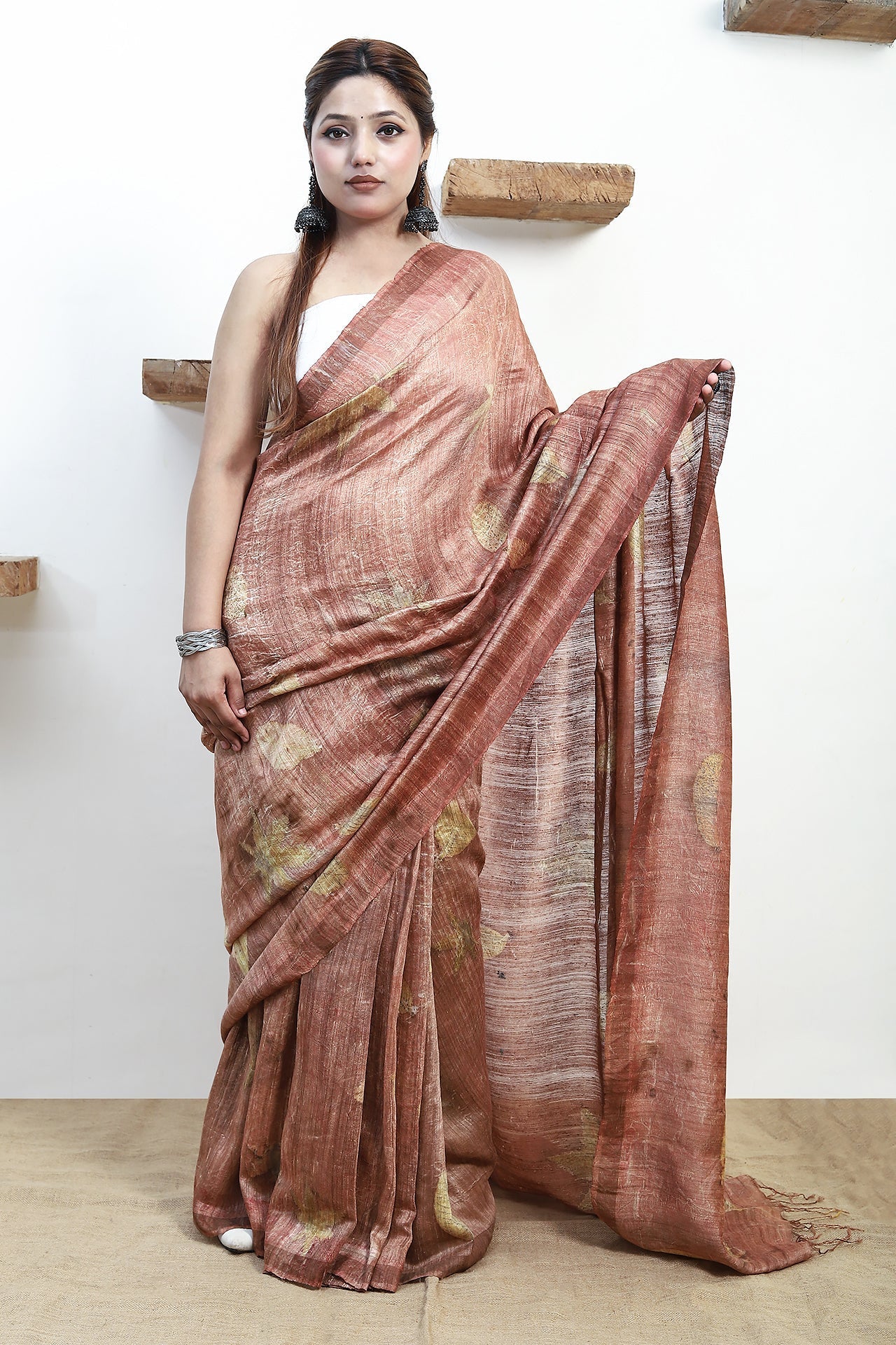 Sandstone Drape Matka Silk Saree for Women – Womens Saree on Brown Living™. SKU: MTS3. Img 7.