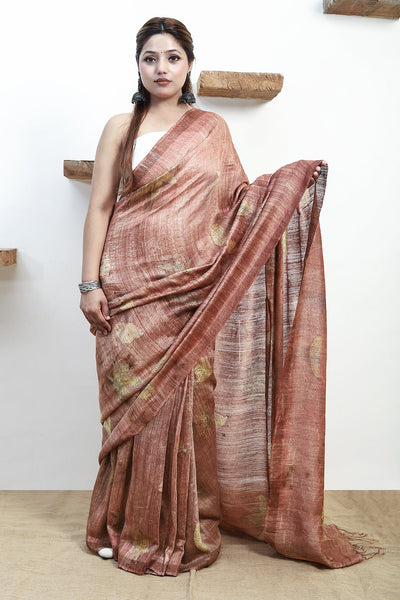Sandstone Drape Matka Silk Saree for Women – Womens Saree on Brown Living™. SKU: MTS3. Img 7.