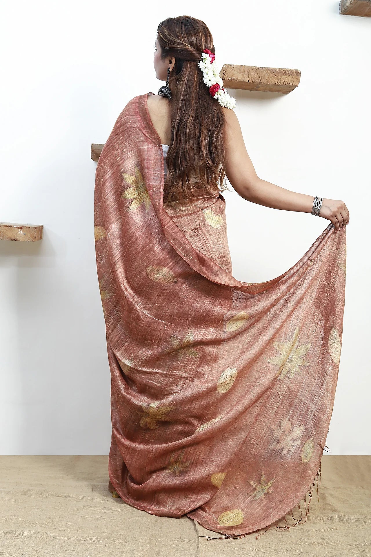 Sandstone Drape Matka Silk Saree for Women – Womens Saree on Brown Living™. SKU: MTS3. Img 2.