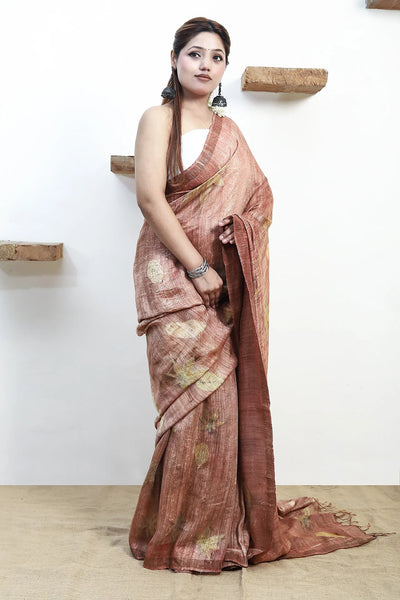Sandstone Drape Matka Silk Saree for Women – Womens Saree on Brown Living™. SKU: MTS3. Img 5.