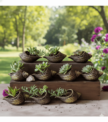 Sankh Planter 5 Inch | Decorative Terracotta Indoor & Outdoor Pot – Home & Garden on Brown Living™. SKU: PL15-10. Img 19.