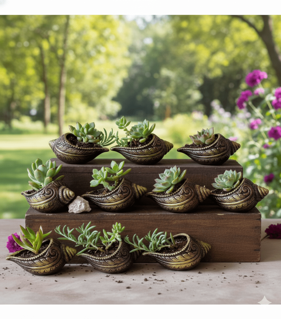 Sankh Planter 5 Inch | Decorative Terracotta Indoor & Outdoor Pot – Home & Garden on Brown Living™. SKU: PL15-10. Img 19.