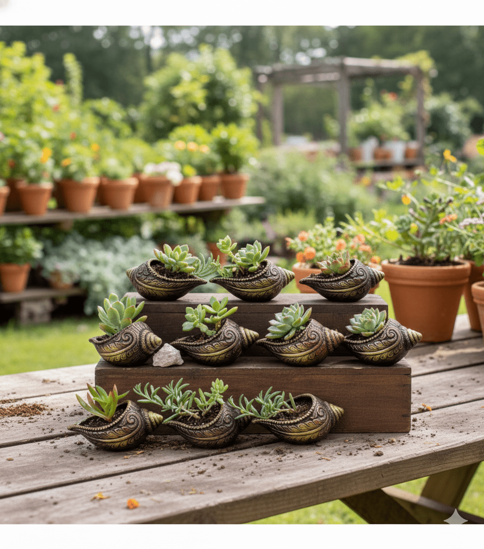 Sankh Planter 5 Inch | Decorative Terracotta Indoor & Outdoor Pot – Home & Garden on Brown Living™. SKU: PL15-12. Img 20.