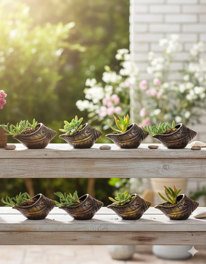 Sankh Planter 5 Inch | Decorative Terracotta Indoor & Outdoor Pot – Home & Garden on Brown Living™. SKU: PL15-4. Img 10.