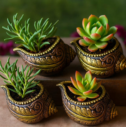 Sankh Planter 5 Inch | Decorative Terracotta Indoor & Outdoor Pot – Home & Garden on Brown Living™. SKU: PL15-6. Img 14.