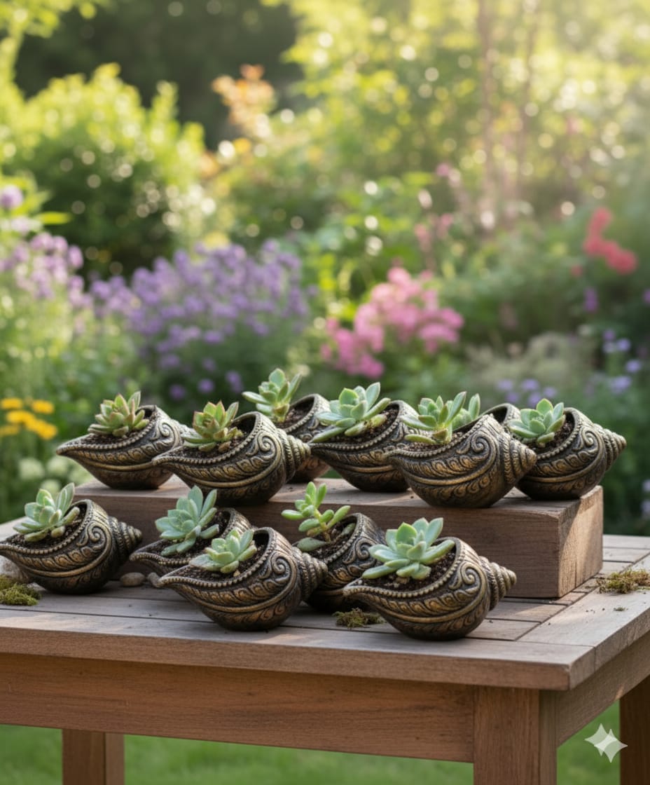 Sankh Planter 5 Inch | Decorative Terracotta Indoor & Outdoor Pot – Home & Garden on Brown Living™. SKU: PL15-6. Img 17.