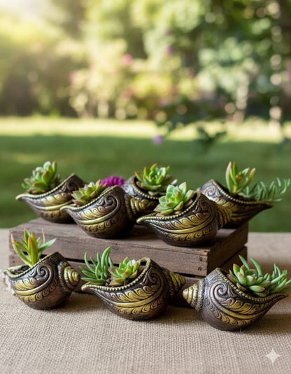 Sankh Planter 5 Inch | Decorative Terracotta Indoor & Outdoor Pot – Home & Garden on Brown Living™. SKU: PL15-8. Img 7.