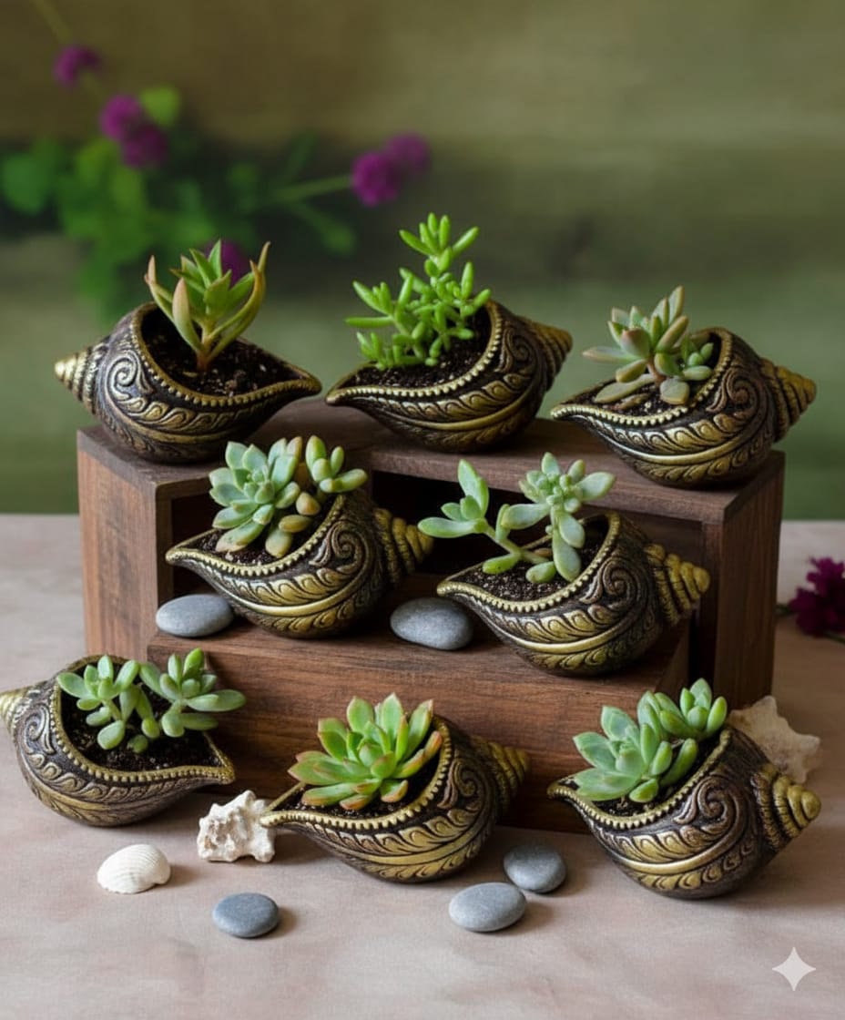 Sankh Planter 5 Inch | Decorative Terracotta Indoor & Outdoor Pot – Home & Garden on Brown Living™. SKU: PL15-8. Img 6.