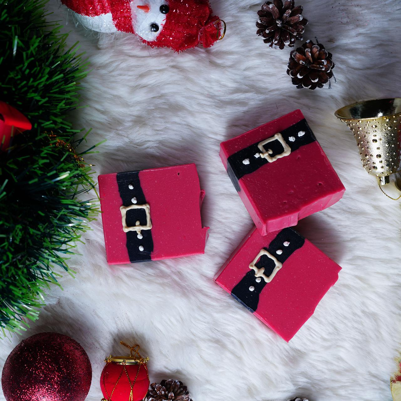 Santa Bar Soap | Handmade Festive Christmas Soap for Holiday Gifting – Body Soap on Brown Living™. SKU: SLTYSECRT-14. Img 1.