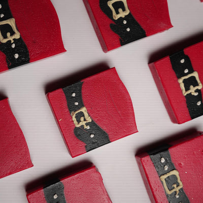 Santa Bar Soap | Handmade Festive Christmas Soap for Holiday Gifting – Body Soap on Brown Living™. SKU: SLTYSECRT-14. Img 4.