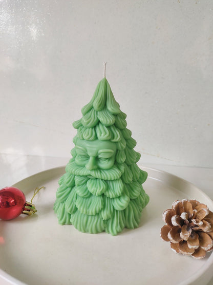 Santa Face Christmas Tree Candle | Festive Handcrafted Holiday Decor – Candles & Fragrances on Brown Living™. SKU: BSFCT001-002. Img 1.