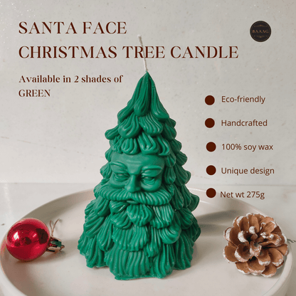 Santa Face Christmas Tree Candle | Festive Handcrafted Holiday Decor – Candles & Fragrances on Brown Living™. SKU: BSFCT001-002. Img 2.
