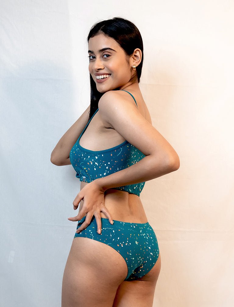 Sapphire Cotton Lingerie Set – Womens Accessories on Brown Living™. SKU: 008AMORA - TangaTealSpltrAOP - XS. Img 3.