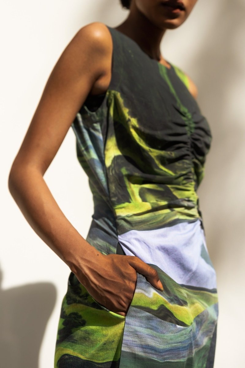 Sarah Printed Upcycled Cotton Dress | Verified Sustainable by Brown Living™