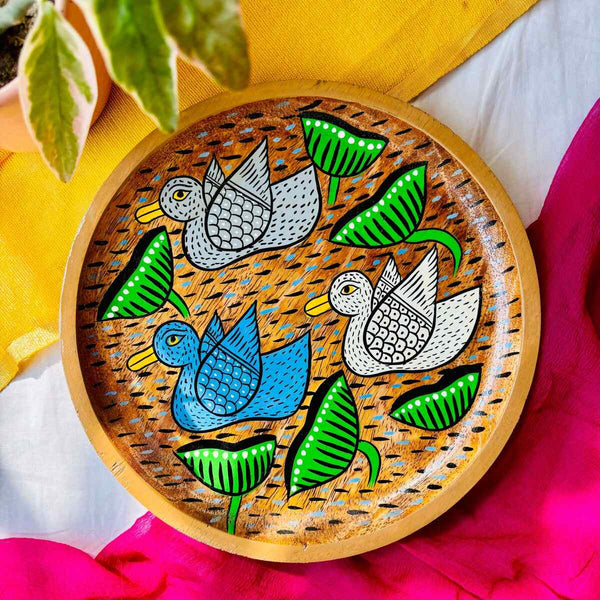 Saras Round Handcrafted Mango Wood Platter | Verified Sustainable Trays & Platters on Brown Living™