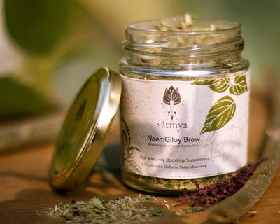 Immunity Boosting Neem Giloy Brew – Health & Energy Drinks on Brown Living™. SKU: Neemg_50gms998. Img 2.