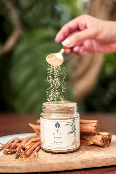 Ayurvedic Shatavari Powder for Wellness – Health & Energy Drinks on Brown Living™. SKU: Shata_100gms991. Img 1.