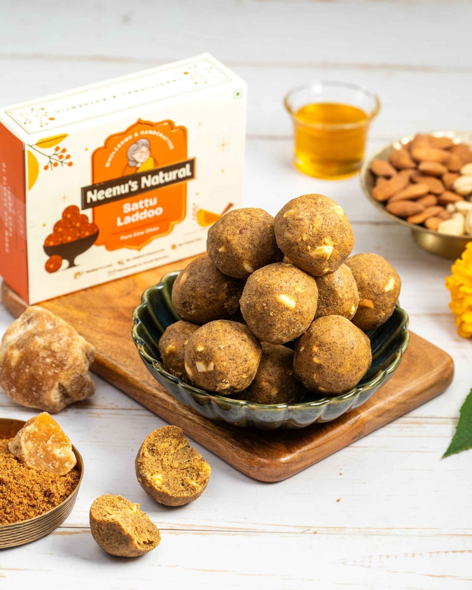 Sattu Laddoo | Traditional High - Protein Ladoo | Healthy Homemade Sweet – Sweets on Brown Living™. SKU: NN_20. Img 3.