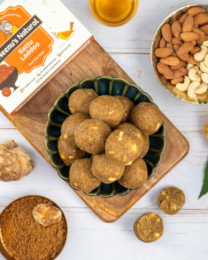 Sattu Laddoo | Traditional High - Protein Ladoo | Healthy Homemade Sweet – Sweets on Brown Living™. SKU: NN_20. Img 4.