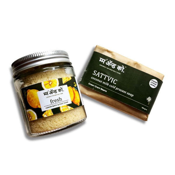 Sattvic Coconut Milk Cold Process Soap + Fresh Bath & Foot Soak Saver Pack | Verified Sustainable Gift Giving on Brown Living™