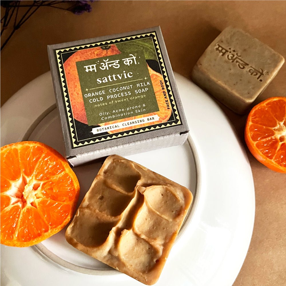 Sattvic Orange Cinnamon Coconut Milk Cold Process Soap – Body Soap on Brown Living™. SKU: CB02. Img 1.