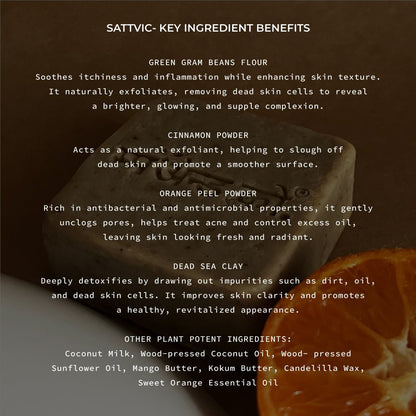 Sattvic Orange Cinnamon Coconut Milk Cold Process Soap – Body Soap on Brown Living™. SKU: CB02. Img 3.