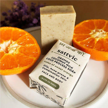 Sattvic Orange Cinnamon Coconut Milk Cold Process Soap – Body Soap on Brown Living™. SKU: SCB02. Img 7.