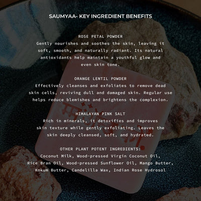 Saumyaa Coconut Milk Cold Process Soap (Rose + Orange Lentils) – Body Soap on Brown Living™. SKU: CB03. Img 3.