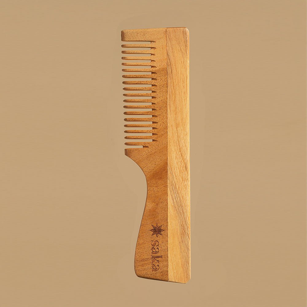 Scalp Kneads | Handmade Bamboo Neem Wood Comb with Handle (1 pc) | Verified Sustainable by Brown Living™