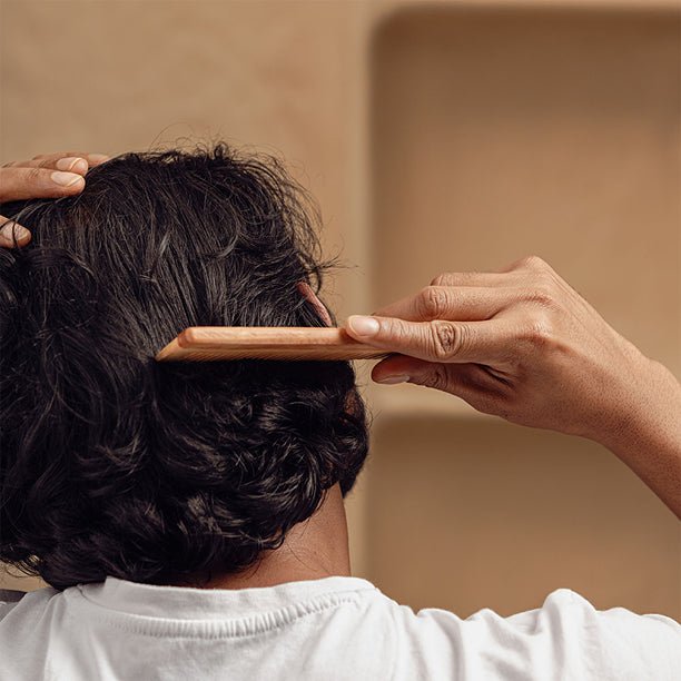 Scalp Kneads | Handmade Bamboo Neem Wood Comb with Handle (1 pc) | Verified Sustainable by Brown Living™