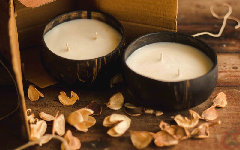 Scented Coconut Shell Soy Candles- Set of 2 | Verified Sustainable Candles & Fragrances on Brown Living™