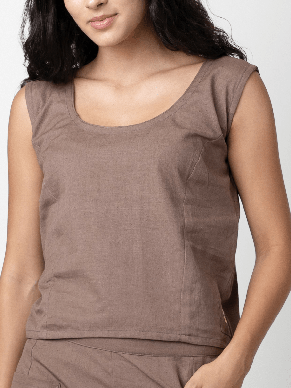 Scoop - Round Neck Sleeveless Top – Womens Top on Brown Living™. SKU: pH301. Img 7.