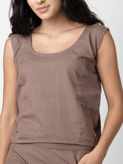 Scoop - Round Neck Sleeveless Top – Womens Top on Brown Living™. SKU: pH301. Img 7.