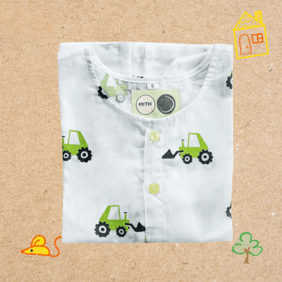 Scoopy Excavator - Unisex Kids Cotton Nightwear – Kids Pyjamas on Brown Living™. SKU: MITHNW-024-1. Img 5.
