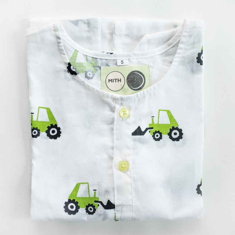 Scoopy Excavator - Unisex Kids Cotton Nightwear | Verified Sustainable by Brown Living™