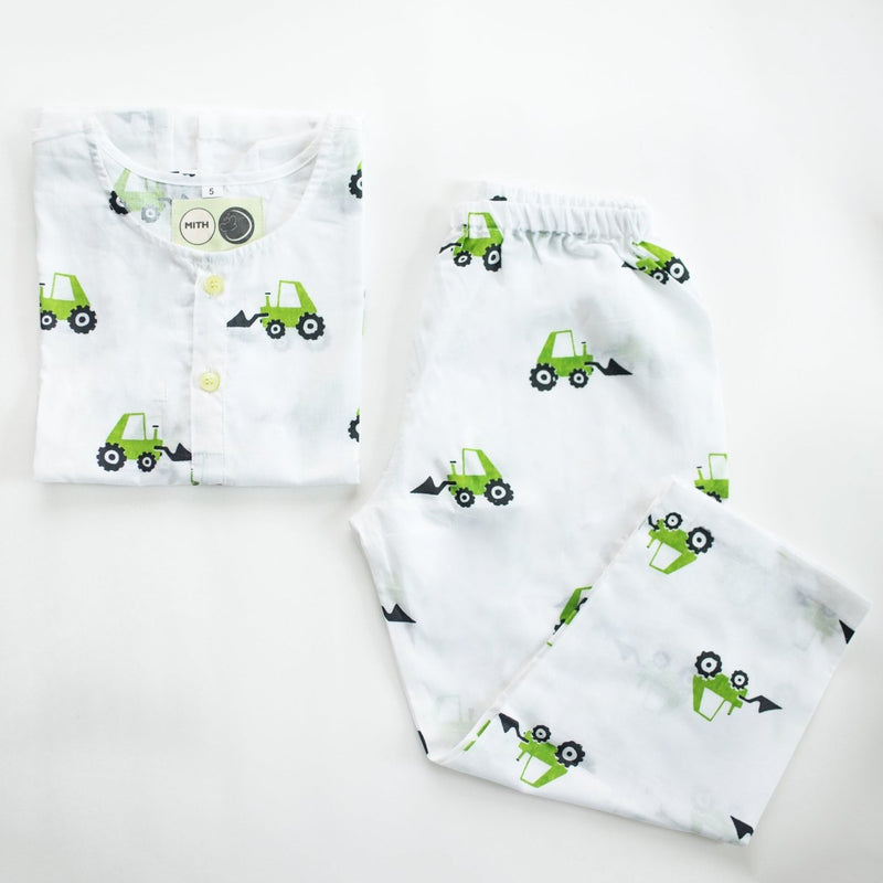 Scoopy Excavator - Unisex Kids Cotton Nightwear | Verified Sustainable by Brown Living™