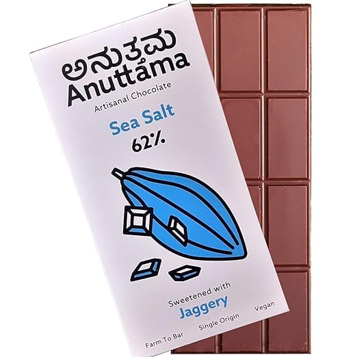 Sea Salt 62% Cocoa Dark Chocolate – Rich Cocoa with Sea Salt – Chocolates on Brown Living™. SKU: 8931500284619. Img 1.