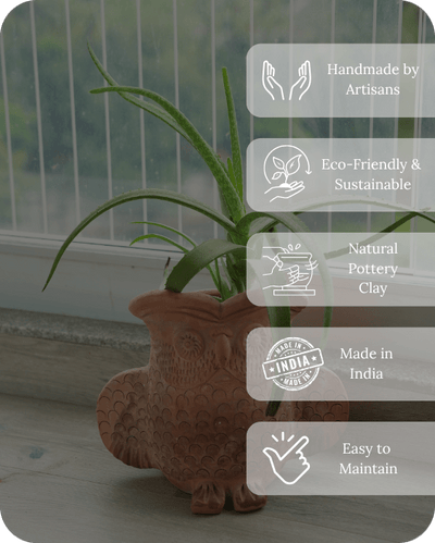 Seacrest Owl Earthen Planter – Pots & Planters on Brown Living™. SKU: A0_plt_0041. Img 3.