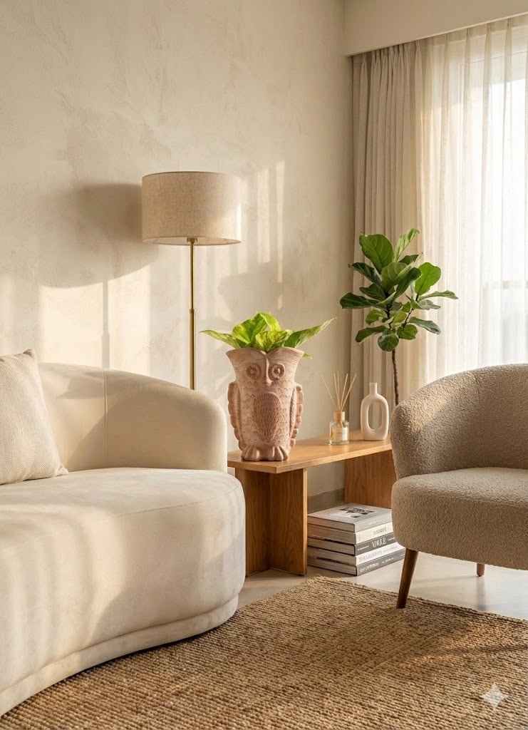 Seacrest Owl Handcrafted Bird Themed Clay Planter – Pots & Planters on Brown Living™. SKU: A0_plt_0041. Img 3.