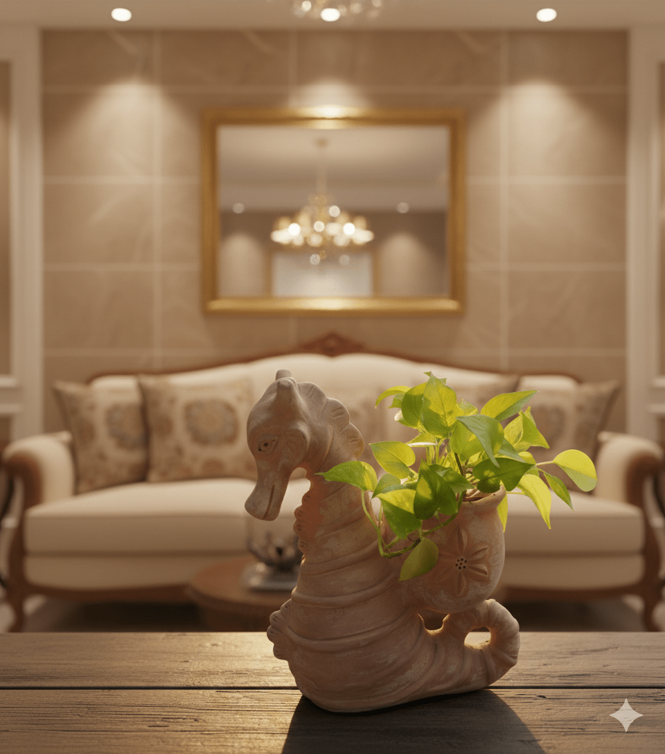 Seashell Seahorse Earthen Planter – Pots & Planters on Brown Living™. SKU: 1000000027. Img 6.