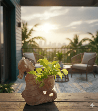 Seashell Seahorse Earthen Planter – Pots & Planters on Brown Living™. SKU: 1000000027. Img 5.