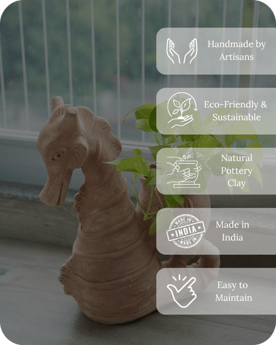 Seashell Seahorse Earthen Planter – Pots & Planters on Brown Living™. SKU: A0_plt_0027. Img 4.